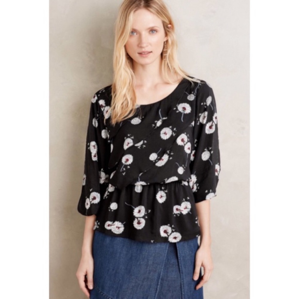 Anthropologie Deletta Wished Bloom Dandelion Top Medium